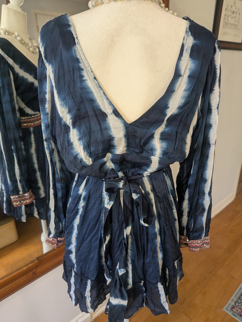 NWOT Anthropologie Verb by Pallavi Singhee Blue Tie Dye Mini Dress Tunic - Picture 8 of 11